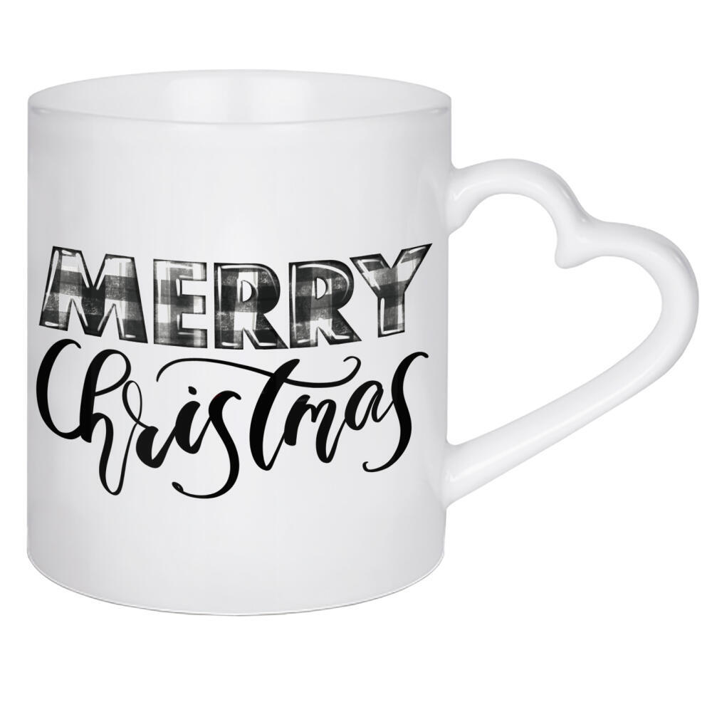 Herztasse "Frohe Weihnachten, Buffalo Plaid" artboxONE - Typografie,Abstrakt,Weihnachten,Festivals