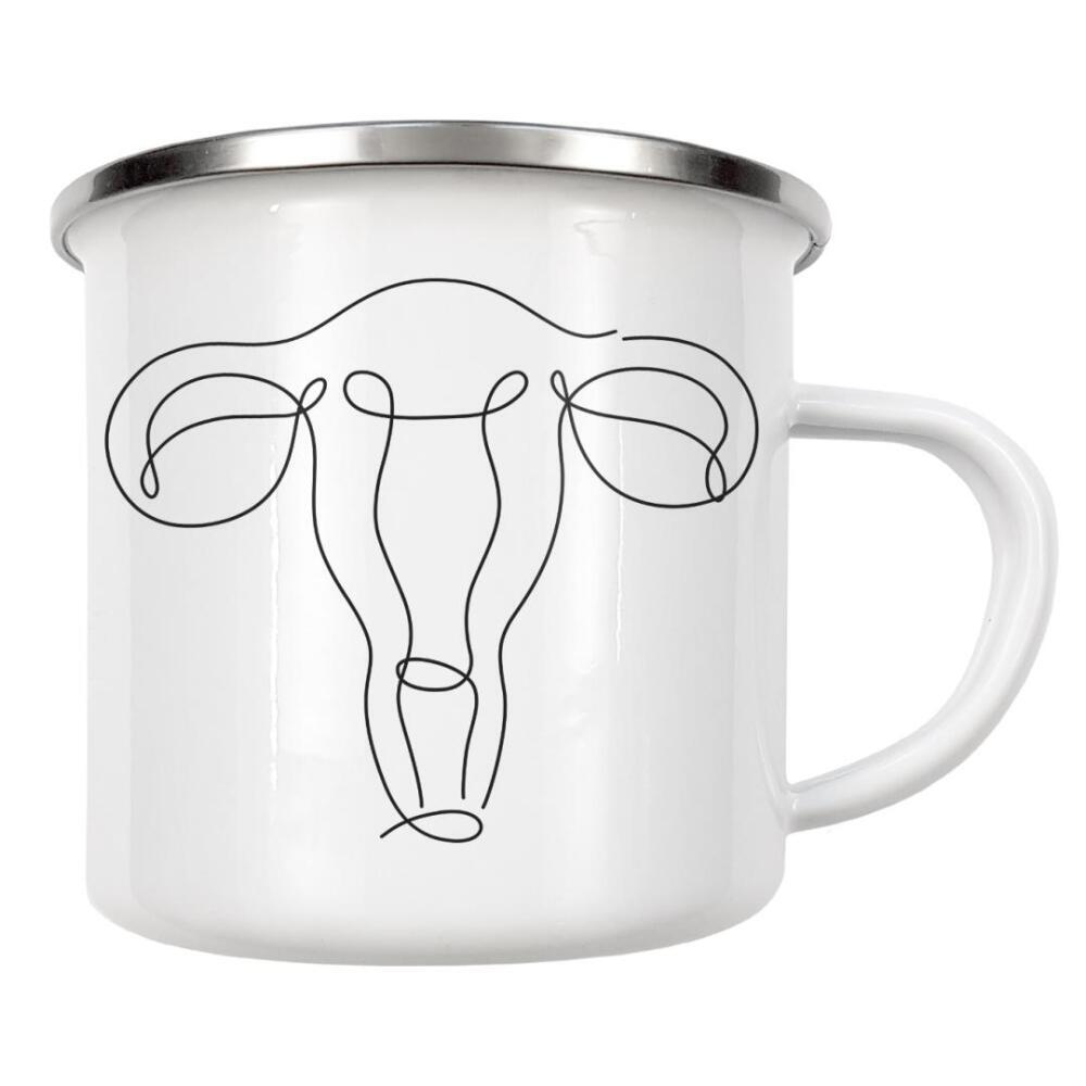 Emaille Tasse "Uterus-Stiftlinie" artboxONE - Menschen - Gebärmutter,Linie,Stift,Anatomie,Symbol,Körper,Gesundheit,Medizin,Medizinische,Interne,Orgel