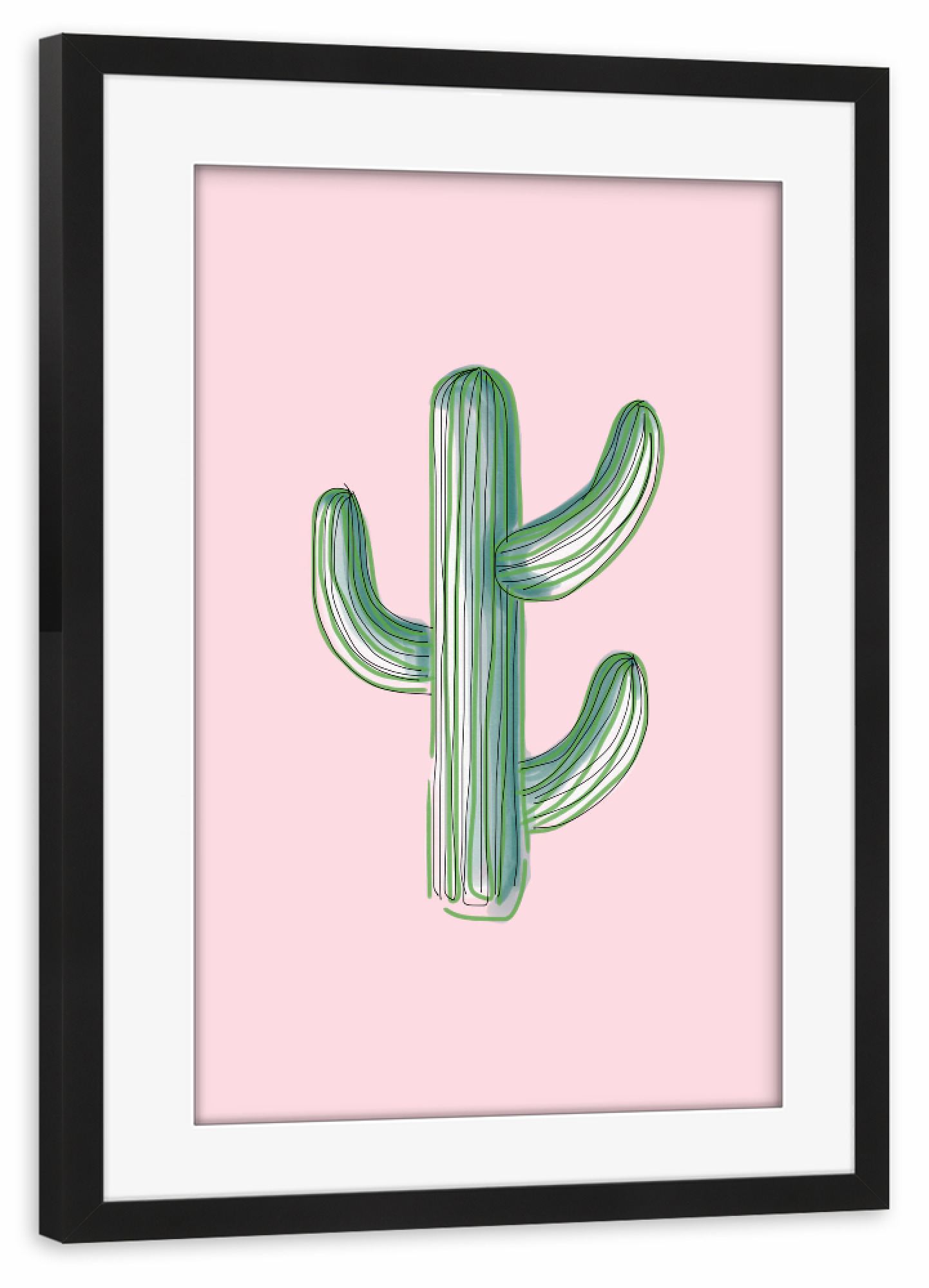 Poster mit Rahmen schwarz "A Lonely Cactus" artboxONE - Natur,Festivals