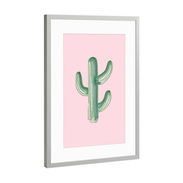 Poster mit Rahmen Silber "A Lonely Cactus" artboxONE - Natur,Festivals