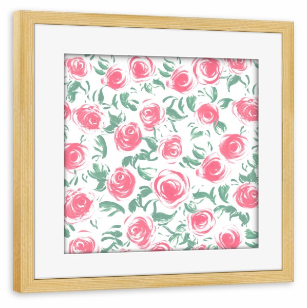 Poster mit Rahmen kiefer "Pink Roses" artboxONE - Floral,Liebe,Für Mama,Festivals - Rosen,Rosa,Blumen,Roses,Flower,Gift,Summer,Sommer,Spring,Frühling