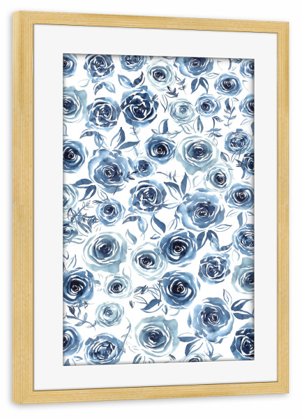 Poster mit Rahmen kiefer "Blue Roses" artboxONE - Floral,Liebe,Für Mama,Festivals