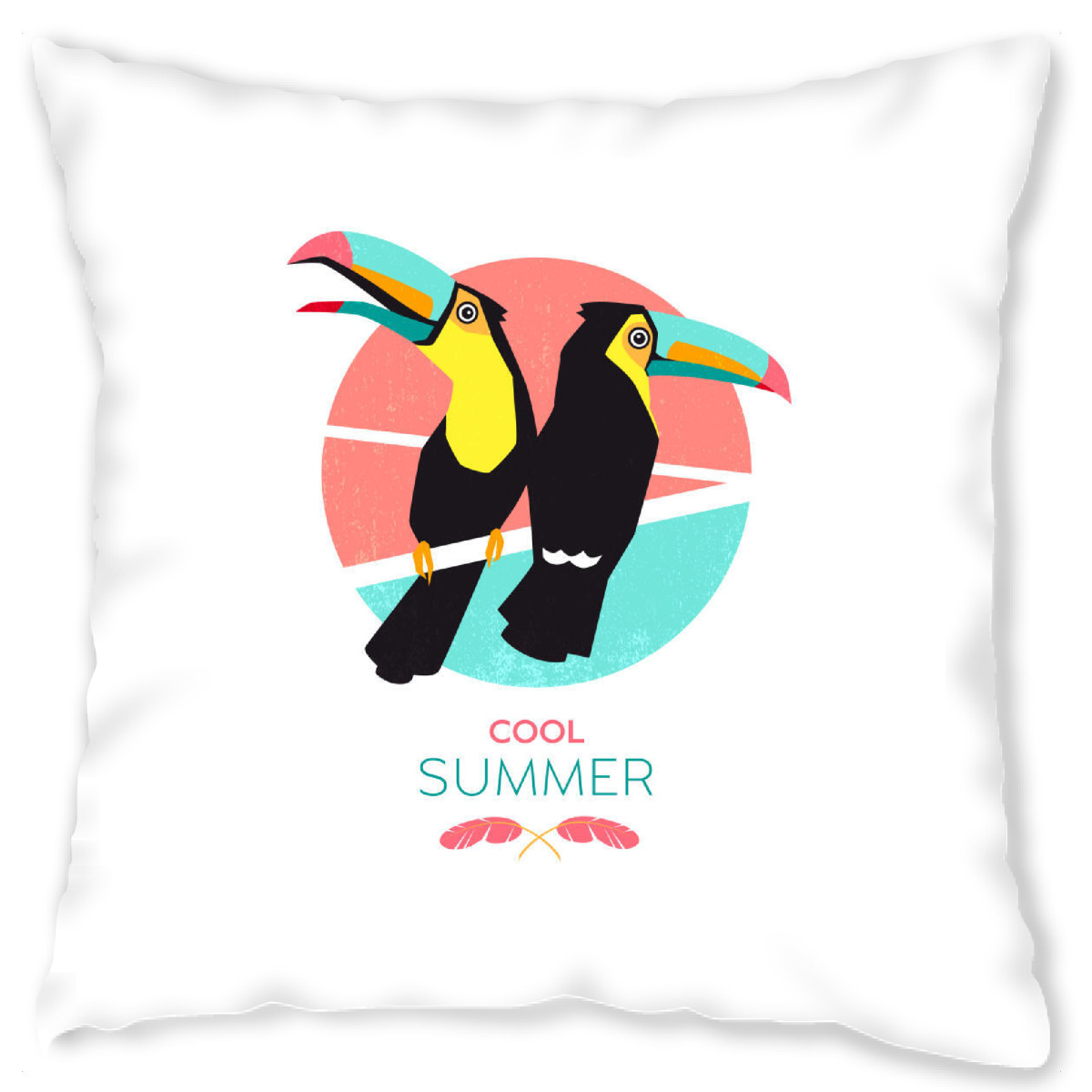 Design-Kissen "Cool Summer Toucans" artboxONE - Typografie,Floral,Tiere,Geometrie,Reise / Strand und Meer,Festivals