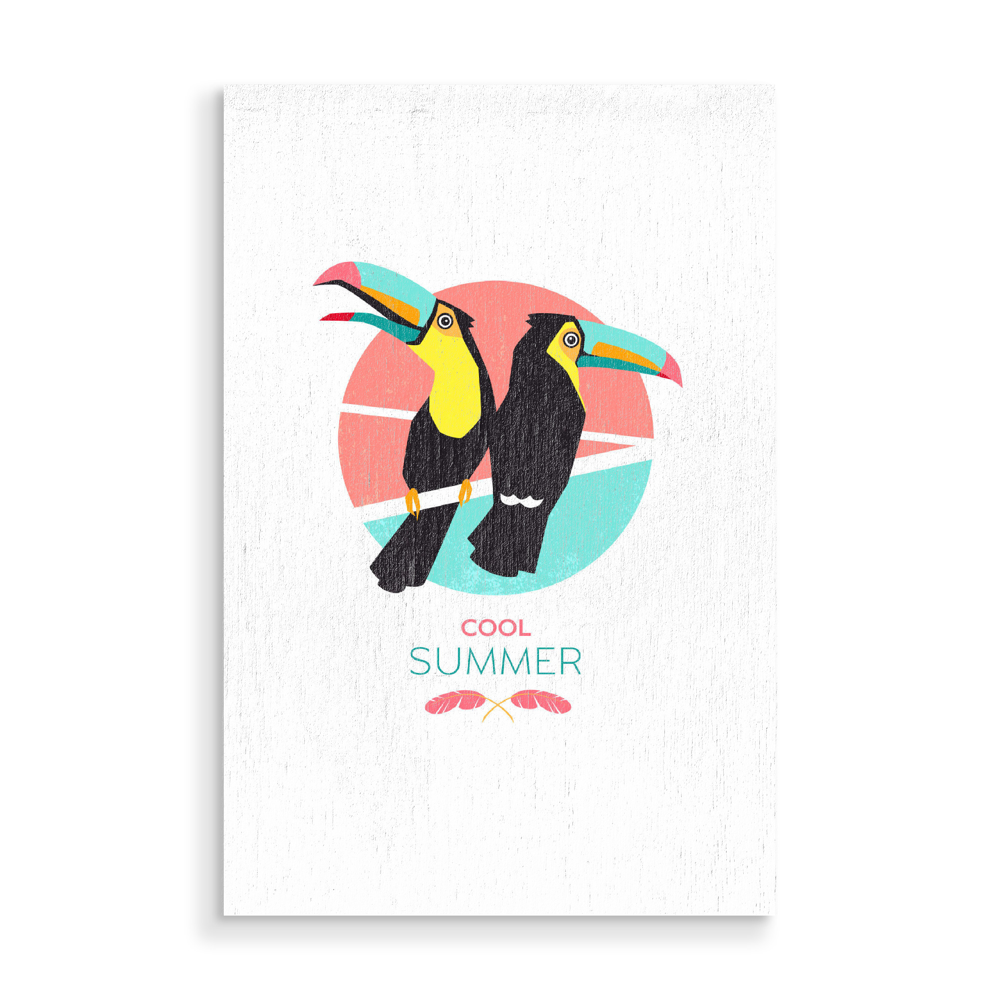 Holzbild "Cool Summer Toucans" artboxONE - Typografie,Floral,Tiere,Geometrie,Reise / Strand und Meer,Festivals