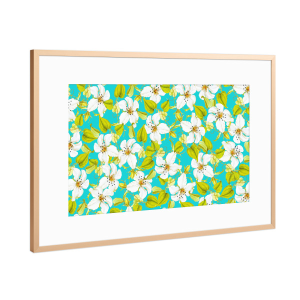 Poster mit Rahmen Kupfer "White Floral" artboxONE - Natur,Floral,Festivals