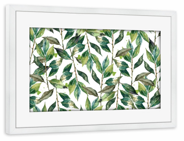 Poster mit Rahmen weiß "Escape" artboxONE - Natur,Festivals - Minimalismus,Aquarell,Blätter,Natur,Botanisch,Tropisch,Exotisch,Grün