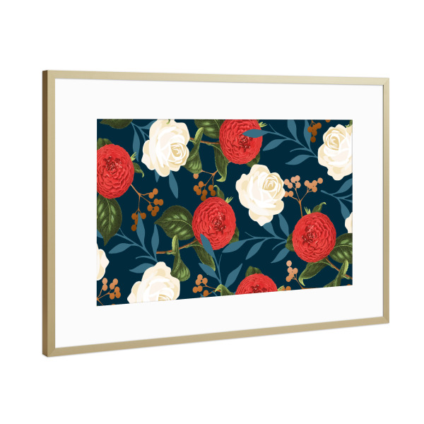 Poster mit Rahmen Gold "Floral Obsession V2" artboxONE - Natur,Floral,Festivals