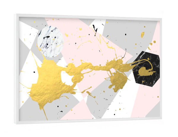 Poster mit weißem Rahmen "Gold Splatter" artboxONE - Abstrakt,Marmor
