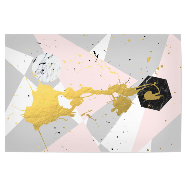 Poster "Gold Splatter" artboxONE - Abstrakt,Marmor - Grafik,Konzept,Geometrisch,Grau,Pastell,Gold,Metallisch,Dreiecke,Splatter,Zusammenfassung,Marmor