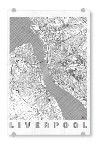 Acrylglasbild "Liverpool Großbritannien" artboxONE - Städte,Schwarzweiß,Kartografie