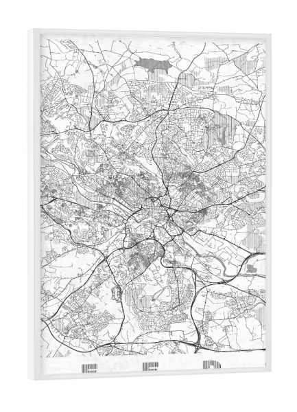 Poster mit weißem Rahmen "Leeds Großbritannien" artboxONE - Städte,Schwarzweiß,Kartografie