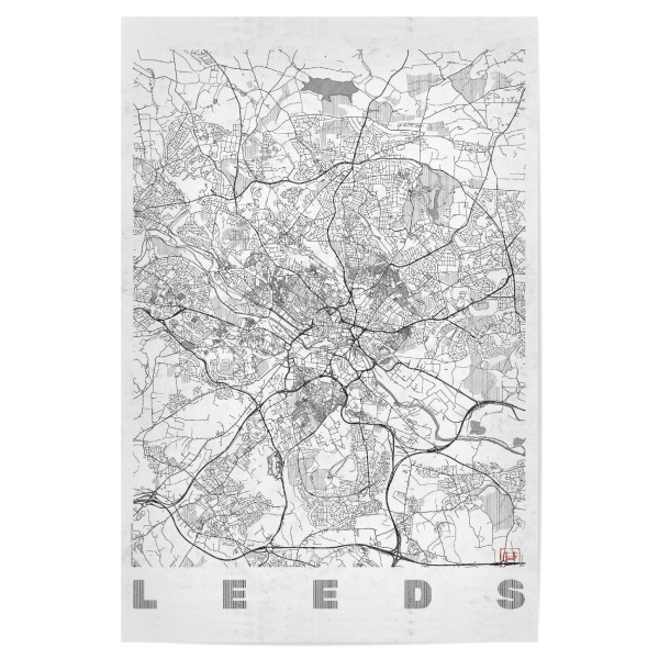 Poster "Leeds Großbritannien" artboxONE - Städte,Schwarzweiß,Kartografie