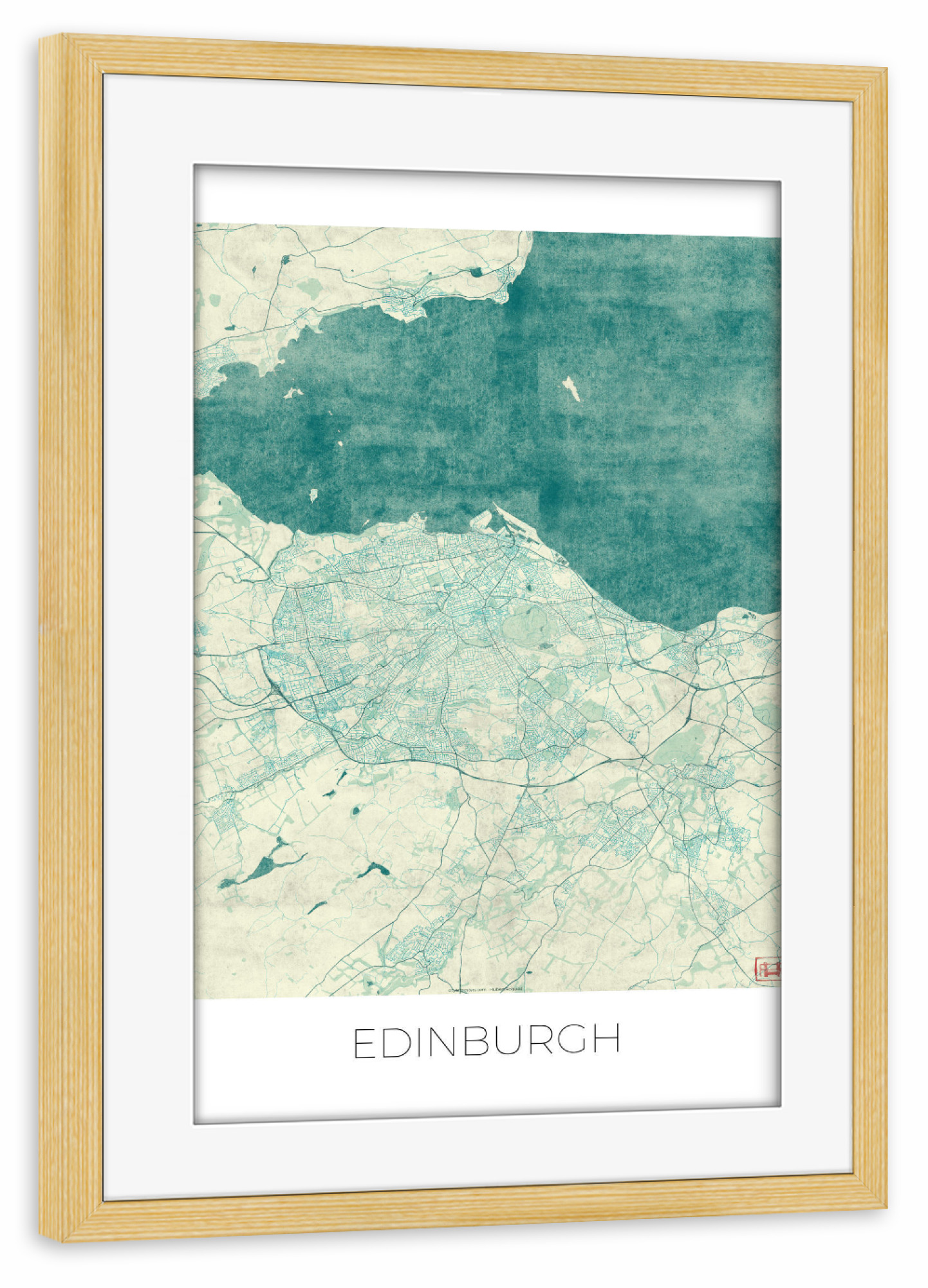 Poster mit Rahmen kiefer "Edinburgh Großbritannien 02" artboxONE - Städte,Kartografie
