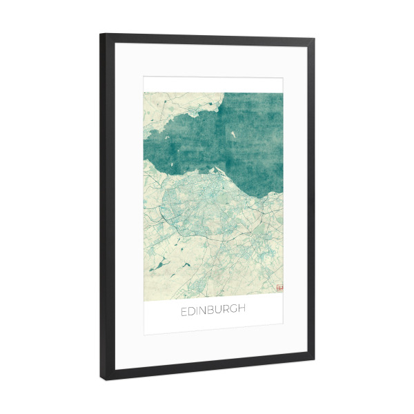 Poster mit Rahmen Schwarz (Metallic) "Edinburgh Großbritannien 02" artboxONE - Städte,Kartografie