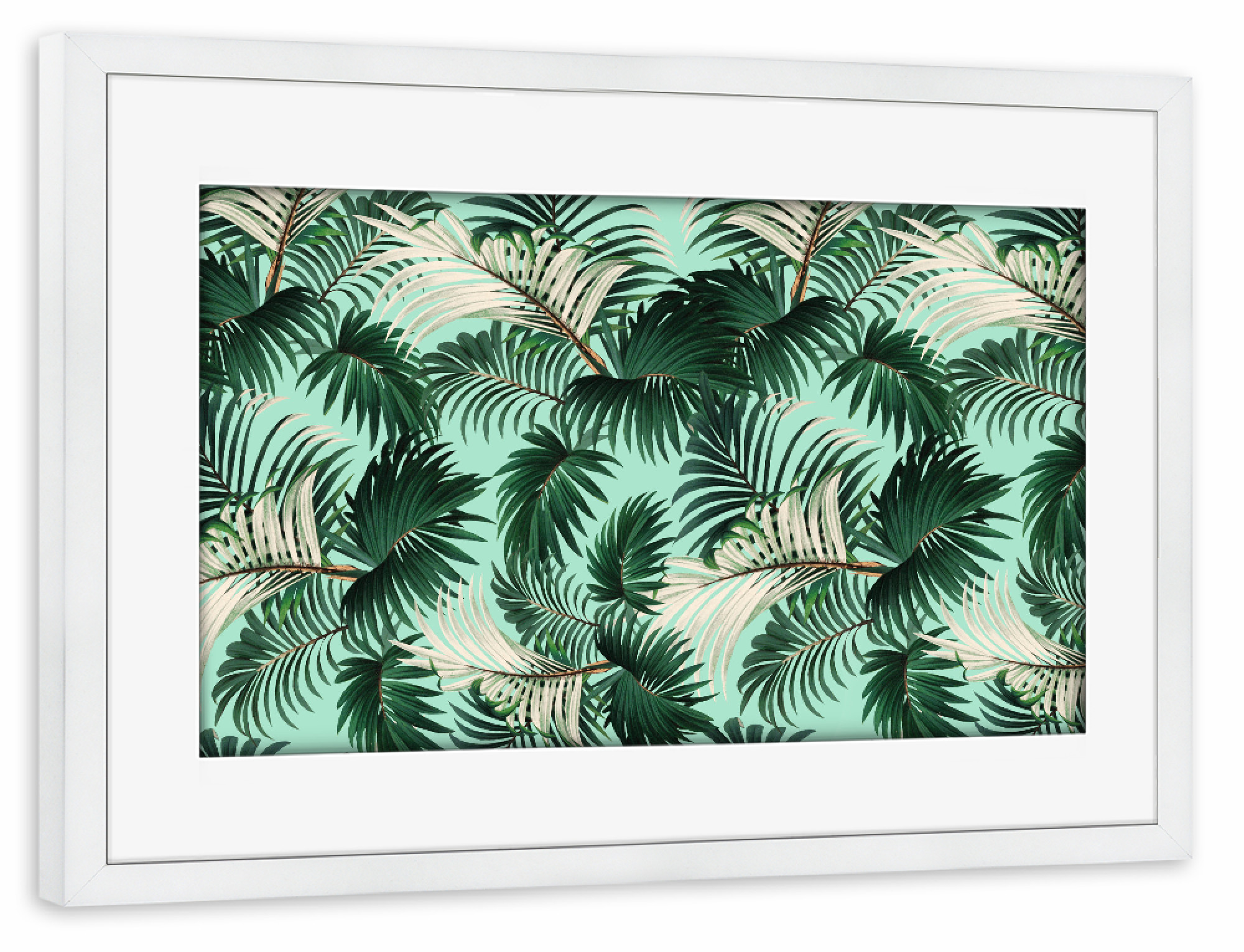 Poster mit Rahmen weiß "Tropical Jungle-Beach" artboxONE - Natur,Floral,Festivals - Tropisch,Dschungel,Strand,Blätter,Blatt,Natur,Botanisch,Exotisch
