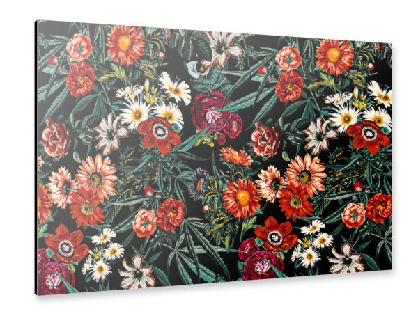Alu-Dibond "Marijuana and Floral Pattern" 30x20 cm artboxONE