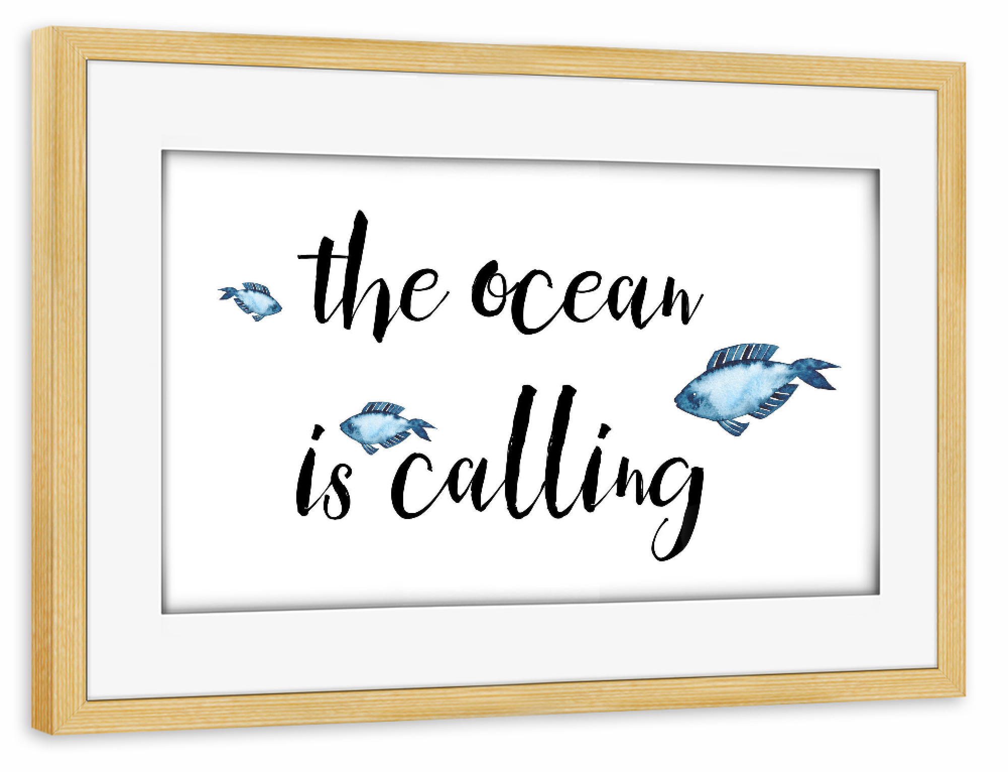 Poster mit Rahmen kiefer "The Ocean is calling" artboxONE - Typografie,Festivals