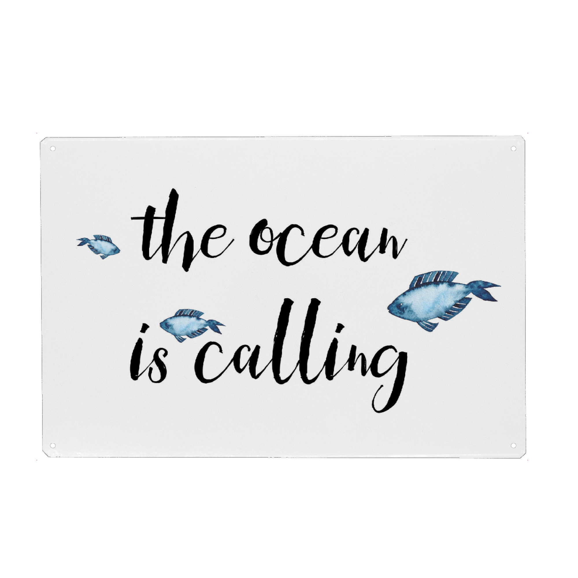 Metall Poster "The Ocean is calling" artboxONE - Typografie,Festivals