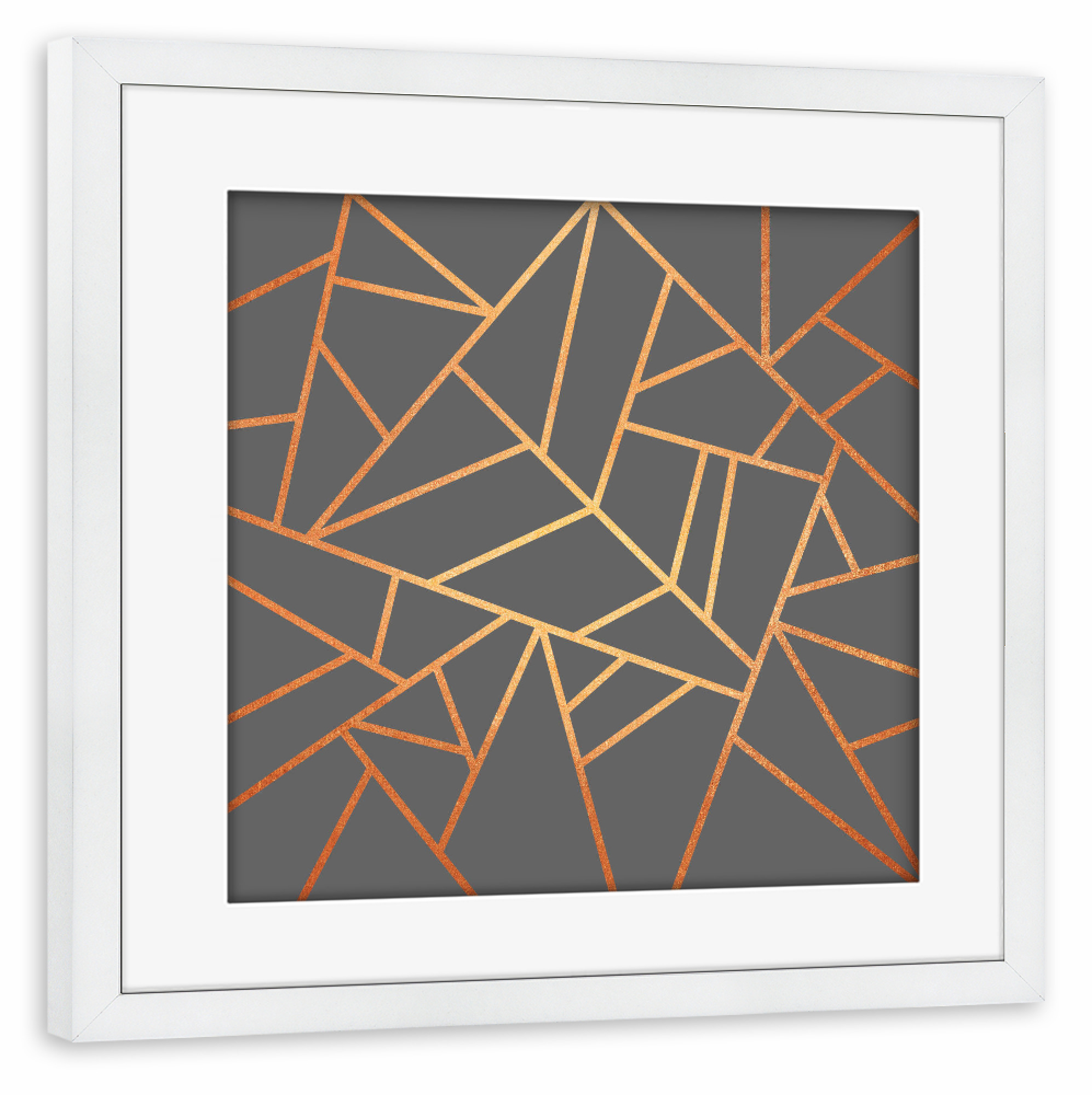 Poster mit Rahmen weiß "Copper And Grey" artboxONE - Abstrakt,Geometrie - Grafik,Linien,Geometrie,Grau,Kupfer