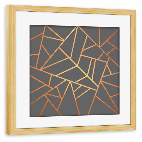 Poster mit Rahmen kiefer "Copper And Grey" artboxONE - Abstrakt,Geometrie - Grafik,Linien,Geometrie,Grau,Kupfer