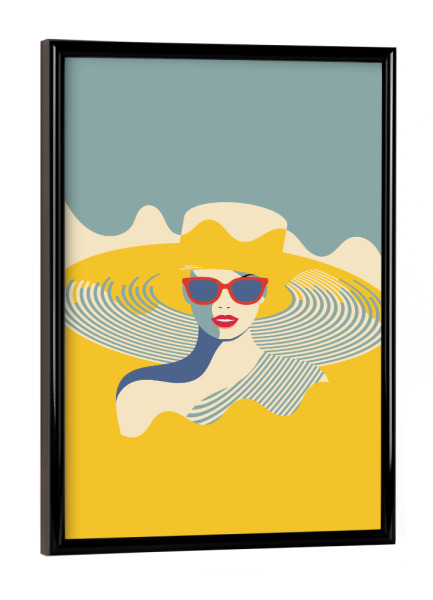 Poster mit schwarzem Rahmen "Lady in Sunglasses and Resort hat" artboxONE - Reise,Fashion,Festivals