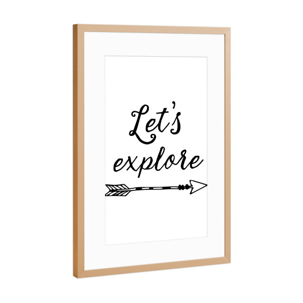 Poster mit Rahmen Kupfer "Let's explore" artboxONE - Städte,Typografie,Natur,Reise,Für Kinder,Schwarzweiß,Liebe,Fashion,Festivals