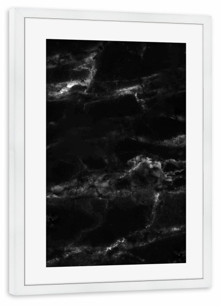 Poster mit Rahmen weiß "Black Marble" artboxONE - Abstrakt,Schwarzweiß,Geometrie,Marmor