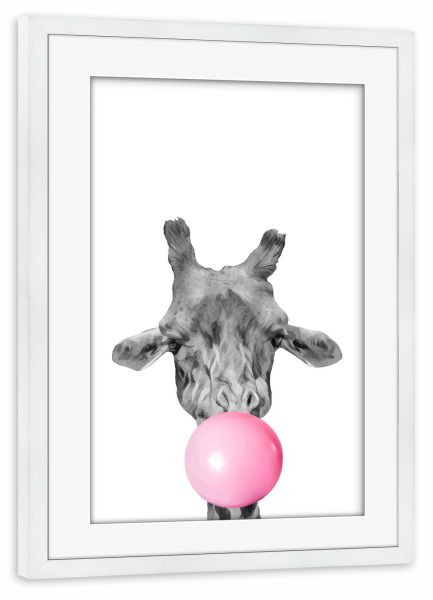 Poster mit Rahmen weiß "Giraffe bubble" artboxONE - Für Kinder,Tiere,Comic,Festivals