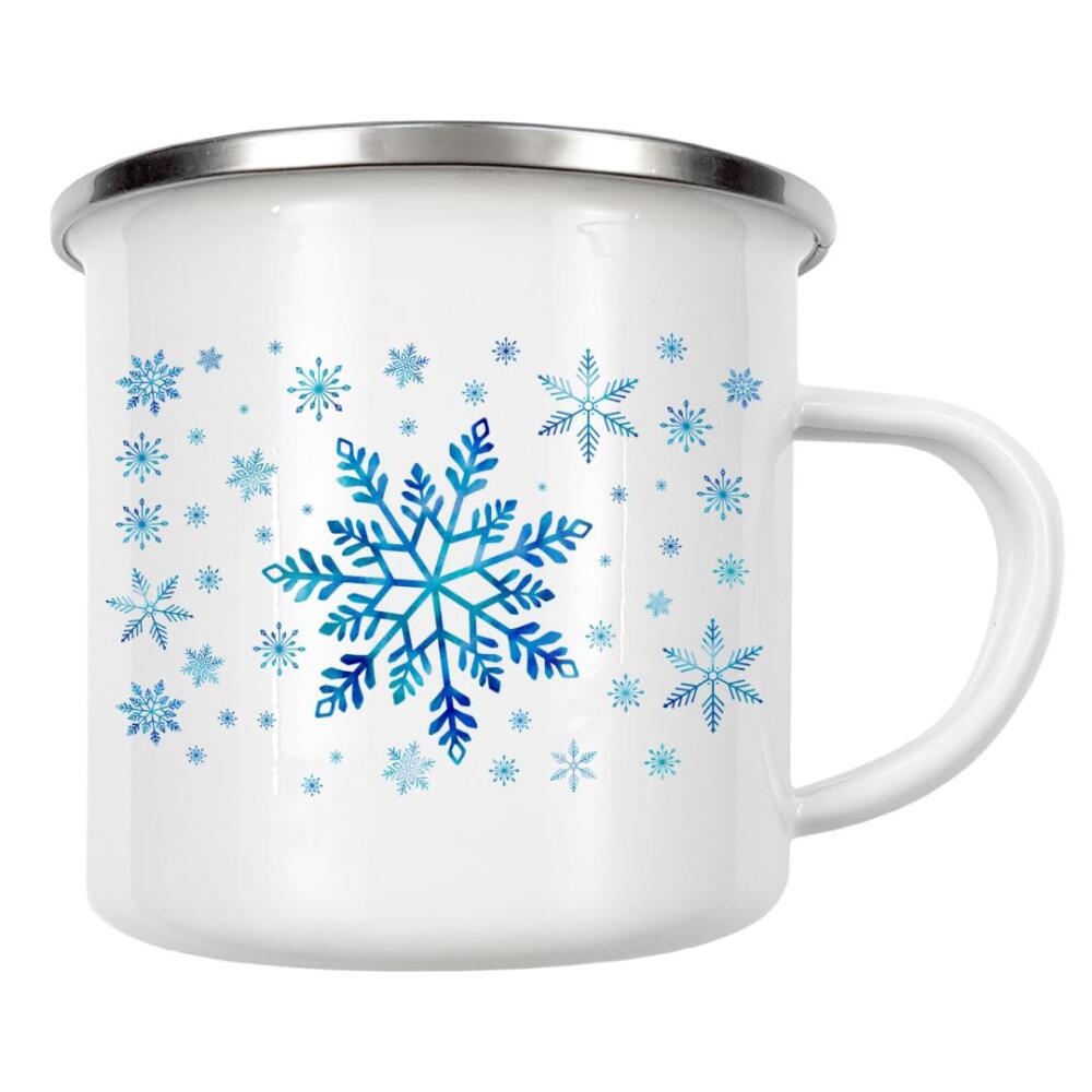 Emaille Tasse "Tanzende Schneeflocken" artboxONE - Weihnachten