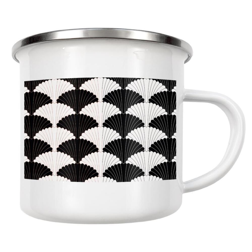 Emaille Tasse "Art Deco in Black and White" artboxONE - Abstrakt,Schwarzweiß