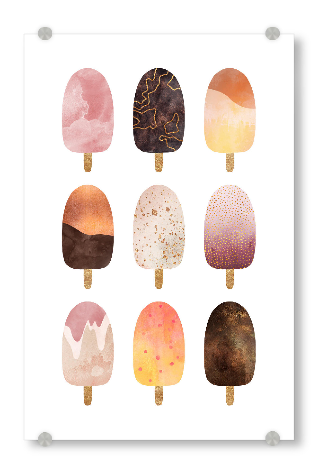 Acrylglasbild "Pretty Popsicles" artboxONE - Essen & Trinken - Ice cream,Popsicle,Candy,Sweet,Sweets,Dessert,Summer,Graphic