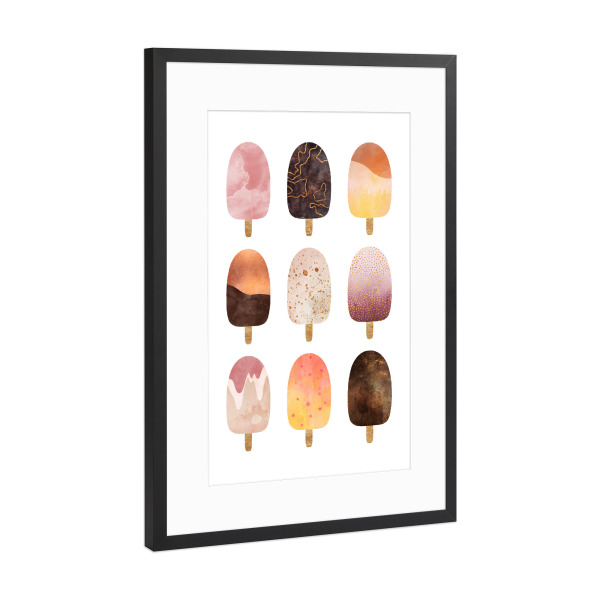 Poster mit Rahmen Schwarz (Metallic) "Pretty Popsicles" artboxONE - Essen & Trinken - Ice cream,Popsicle,Candy,Sweet,Sweets,Dessert,Summer,Graphic