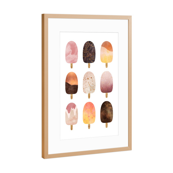 Poster mit Rahmen Kupfer "Pretty Popsicles" artboxONE - Essen & Trinken - Ice cream,Popsicle,Candy,Sweet,Sweets,Dessert,Summer,Graphic