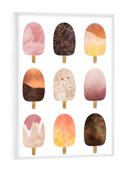 Poster mit weißem Rahmen "Pretty Popsicles" artboxONE - Essen & Trinken - Ice cream,Popsicle,Candy,Sweet,Sweets,Dessert,Summer,Graphic