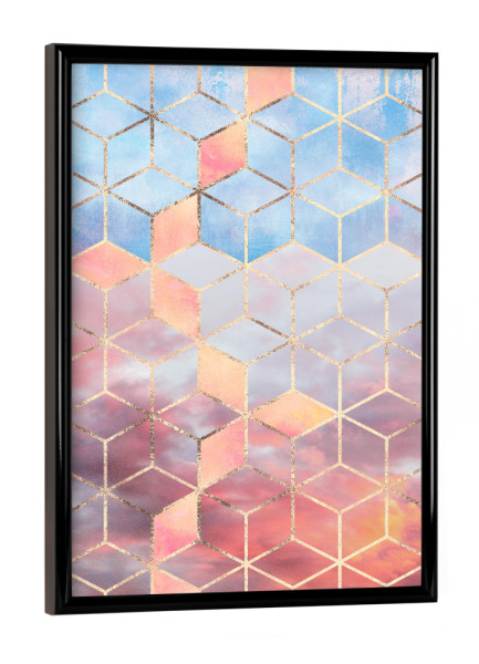 Poster mit schwarzem Rahmen "Magic Sky Cubes" artboxONE - Natur,Abstrakt,Geometrie - Graphic,Patterns,Sky,Gold