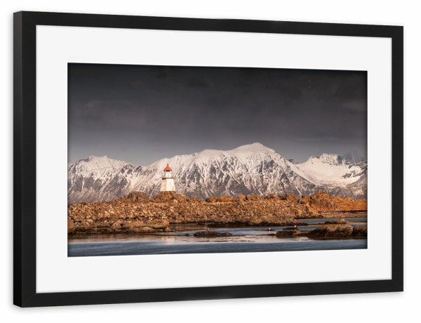 Poster mit Rahmen schwarz "Gewitterleuchtturm" artboxONE - Natur,Reise,Reise / Strand und Meer,Reise / Länder