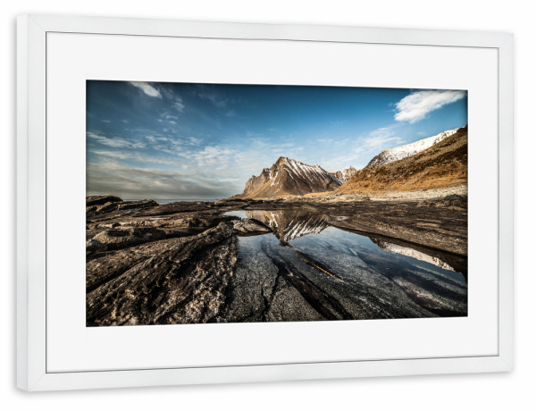 Poster mit Rahmen weiß "Lofoten Mountain" artboxONE - Natur,Reise,Reise / Länder