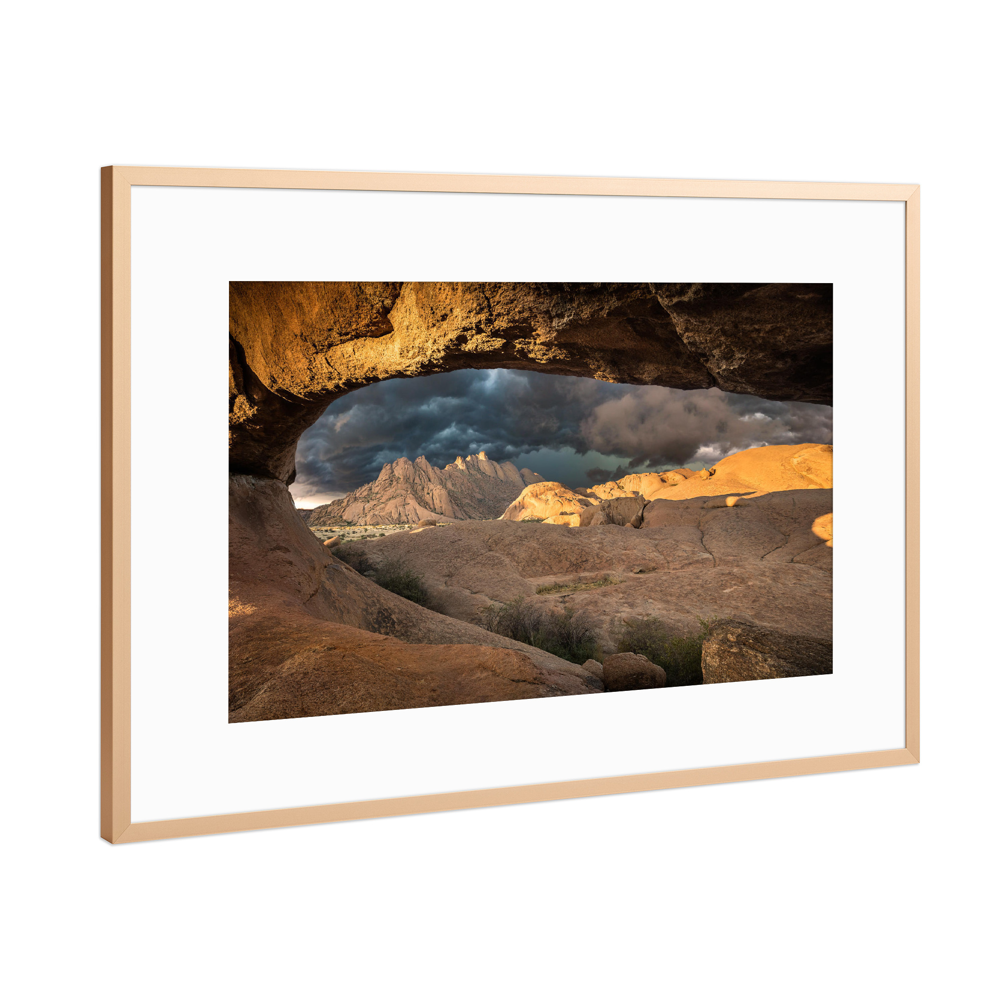 Poster mit Rahmen Kupfer "Spitzkoppe Felsbogen" artboxONE - Natur,Reise,Reise / Afrika