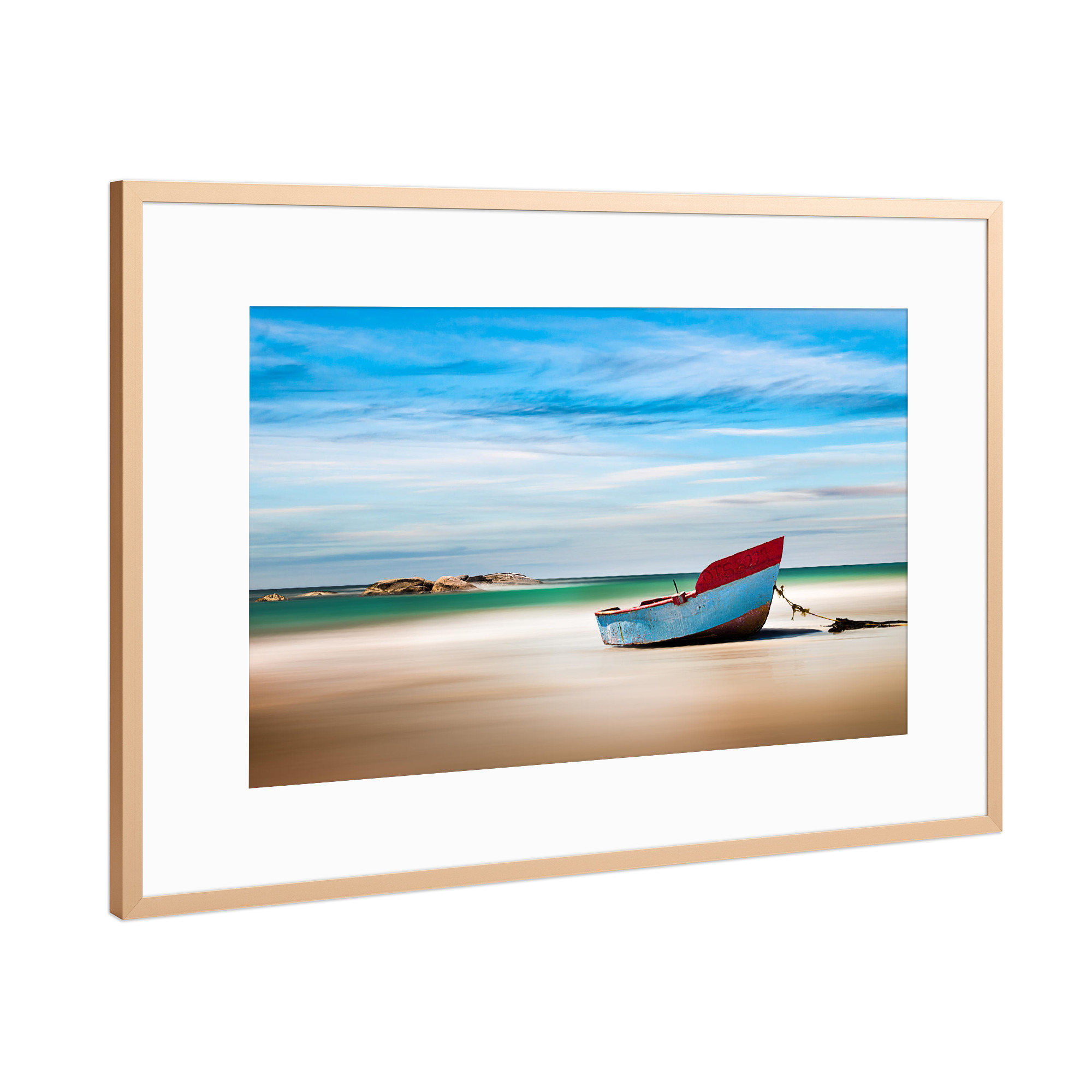 Poster mit Rahmen Kupfer "Fisherboot" artboxONE - Natur,Reise,Reise / Strand und Meer,Reise / Afrika