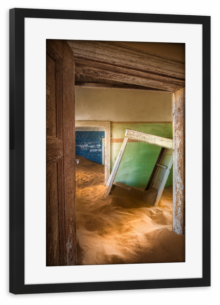 Poster mit Rahmen schwarz "Kolmanskop No2" artboxONE - Natur,Reise,Architektur,Geometrie,Reise / Afrika