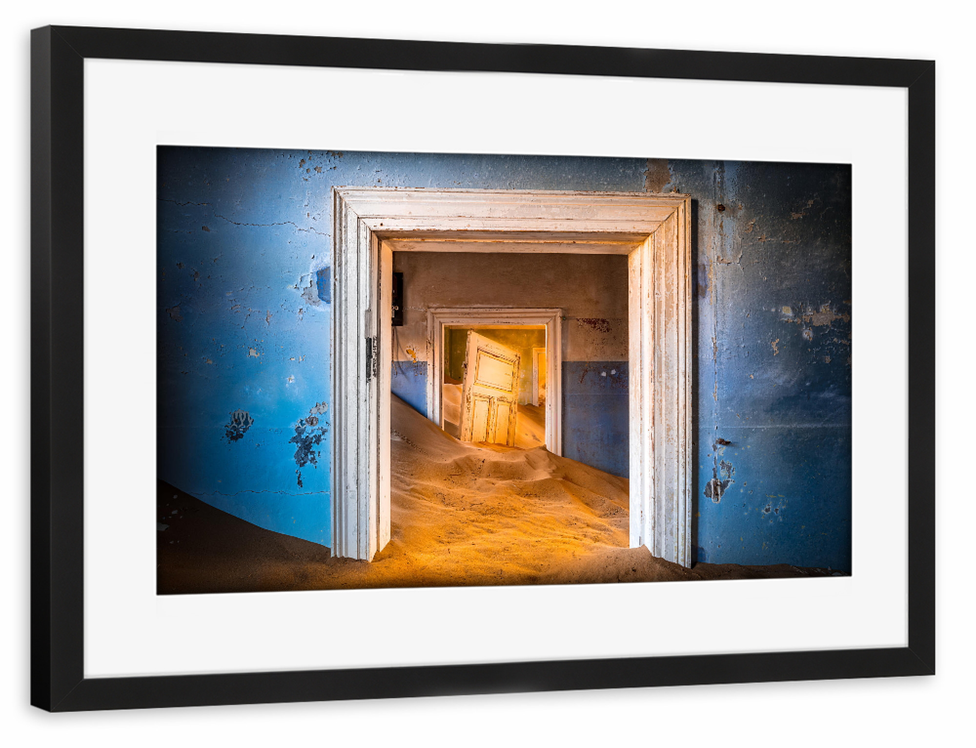 Poster mit Rahmen schwarz "Famous Kolmanskop" artboxONE - Reise,Architektur,Geometrie,Reise / Afrika