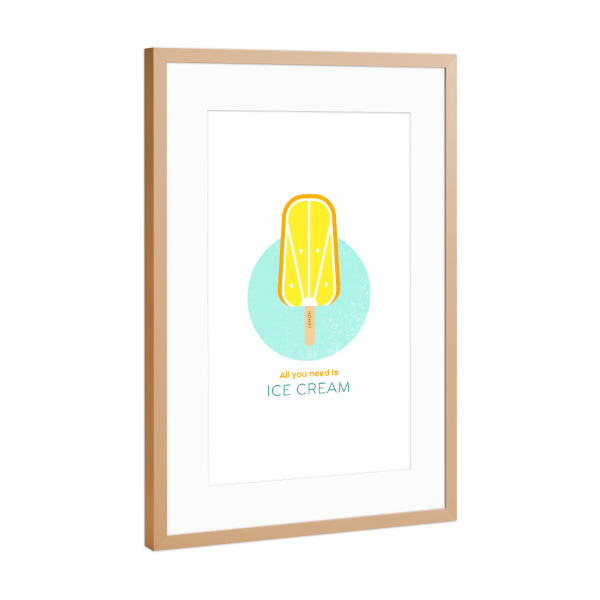Poster mit Rahmen Kupfer "Eis am Stiel – Zitrone" artboxONE - Typografie,Für Kinder,Essen & Trinken,Geometrie,Festivals