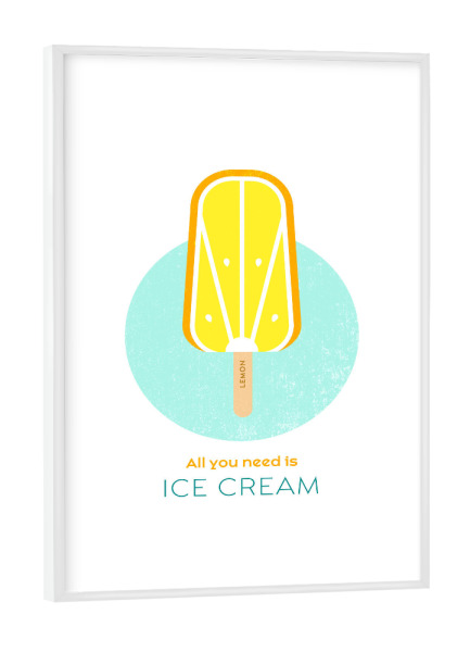 Poster mit weißem Rahmen "Eis am Stiel – Zitrone" artboxONE - Typografie,Für Kinder,Essen & Trinken,Geometrie,Festivals