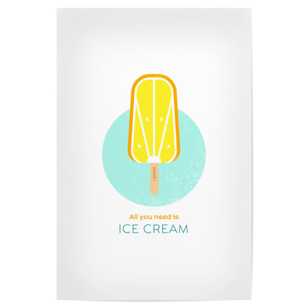 Poster "Eis am Stiel – Zitrone" artboxONE - Typografie,Für Kinder,Essen & Trinken,Geometrie,Festivals