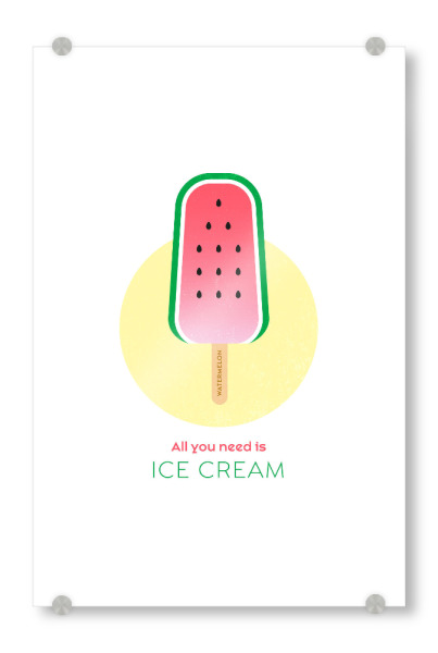 Acrylglasbild "Eis am Stiel – Wassermelone" artboxONE - Typografie,Für Kinder,Essen & Trinken,Geometrie,Festivals