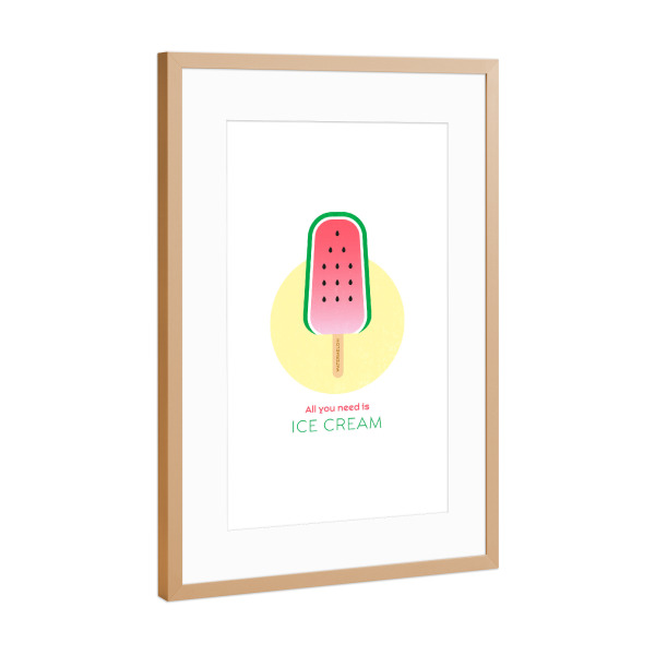 Poster mit Rahmen Kupfer "Eis am Stiel – Wassermelone" artboxONE - Typografie,Für Kinder,Essen & Trinken,Geometrie,Festivals