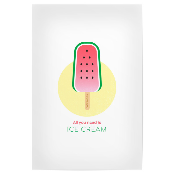 Poster "Eis am Stiel – Wassermelone" artboxONE - Typografie,Für Kinder,Essen & Trinken,Geometrie,Festivals