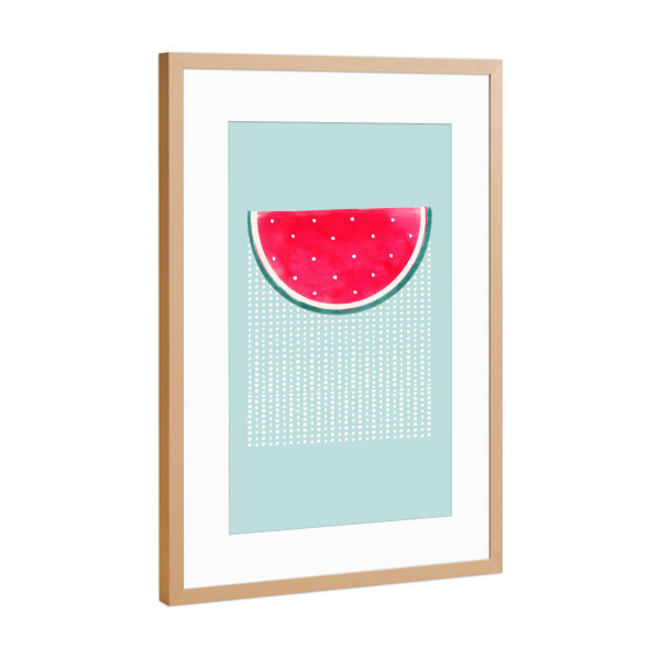 Poster mit Rahmen Kupfer "Watermelon Rain" artboxONE - Essen & Trinken