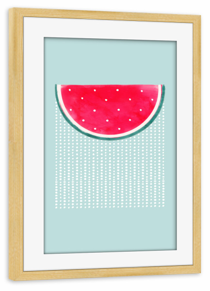 Poster mit Rahmen kiefer "Watermelon Rain" artboxONE - Essen & Trinken