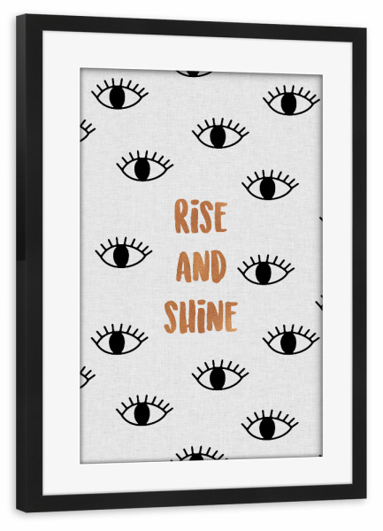 Poster mit Rahmen schwarz "Rise And Shine Festival" artboxONE - Typografie,Sport / Motivation